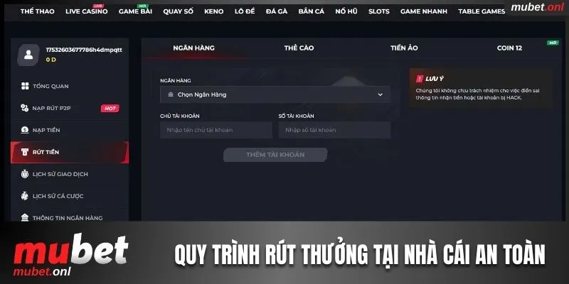 Quy trình rút thưởng tại nhà cái dễ hiểu và an toàn